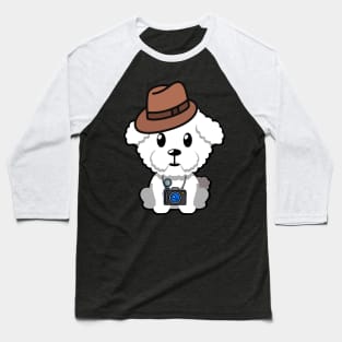 Cute furry dog is holding a camera Baseball T-Shirt